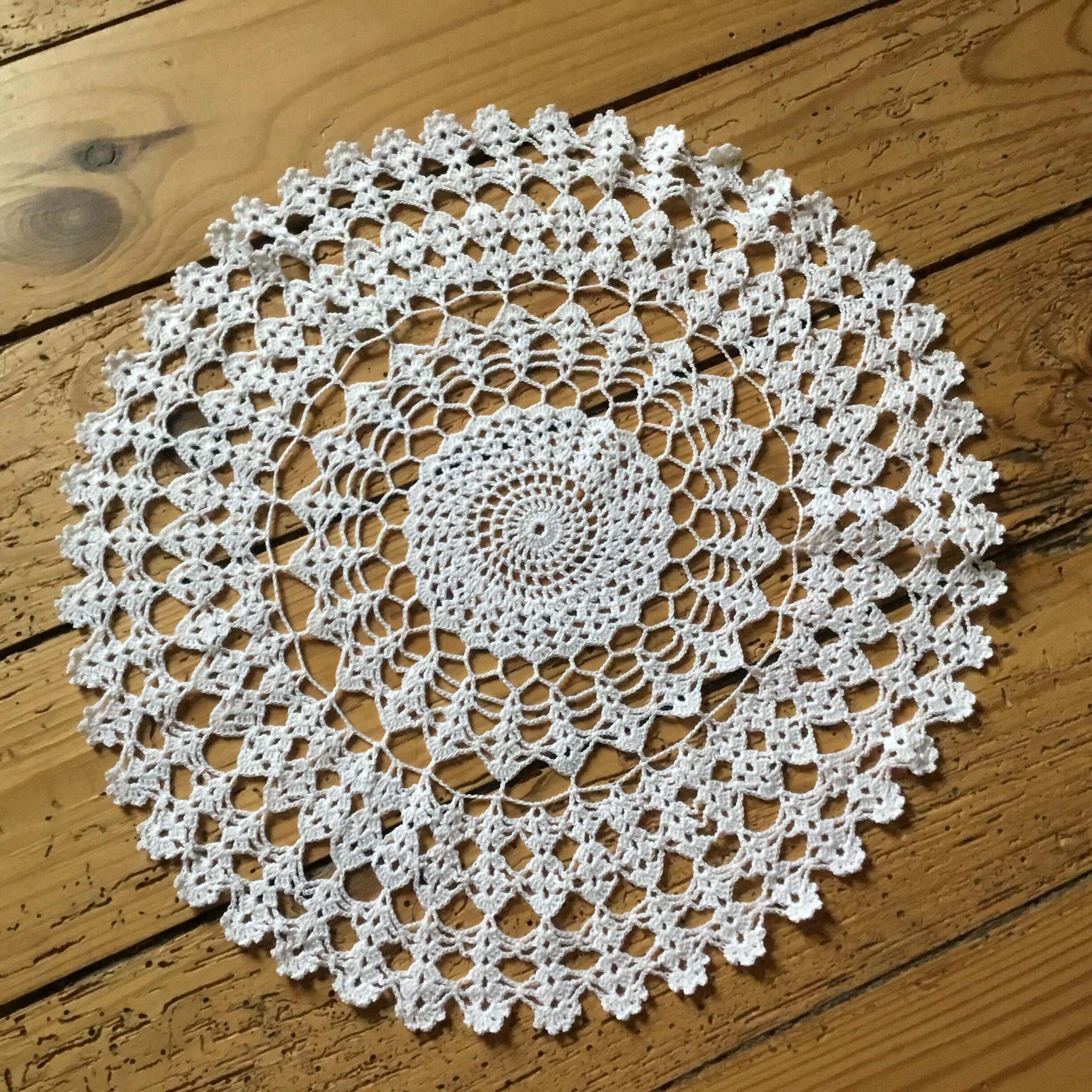 29cm Napperon Rond Vintage Crochet Coton Blanc