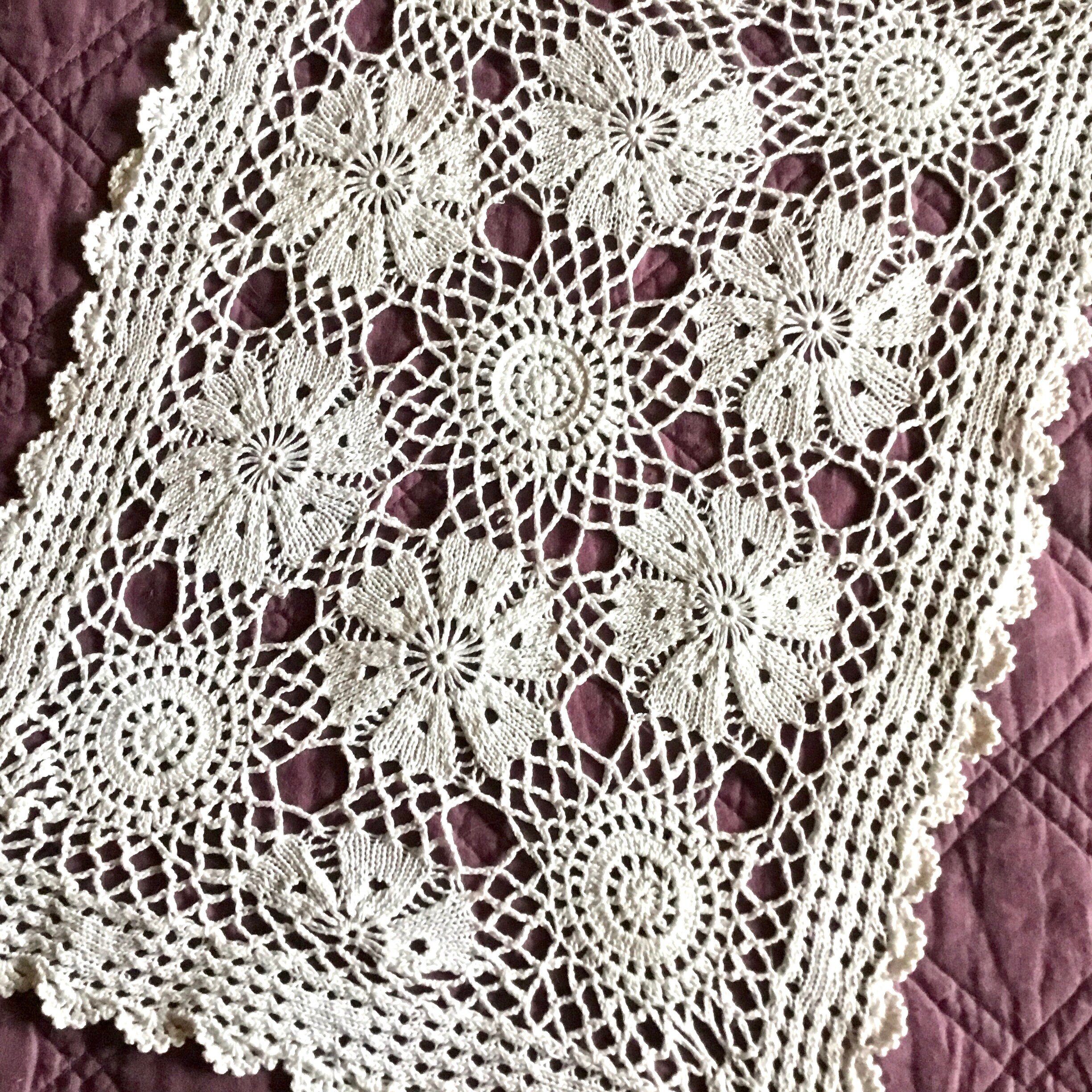 30x43cm, Napperon Vintage Crochet et Aiguilles