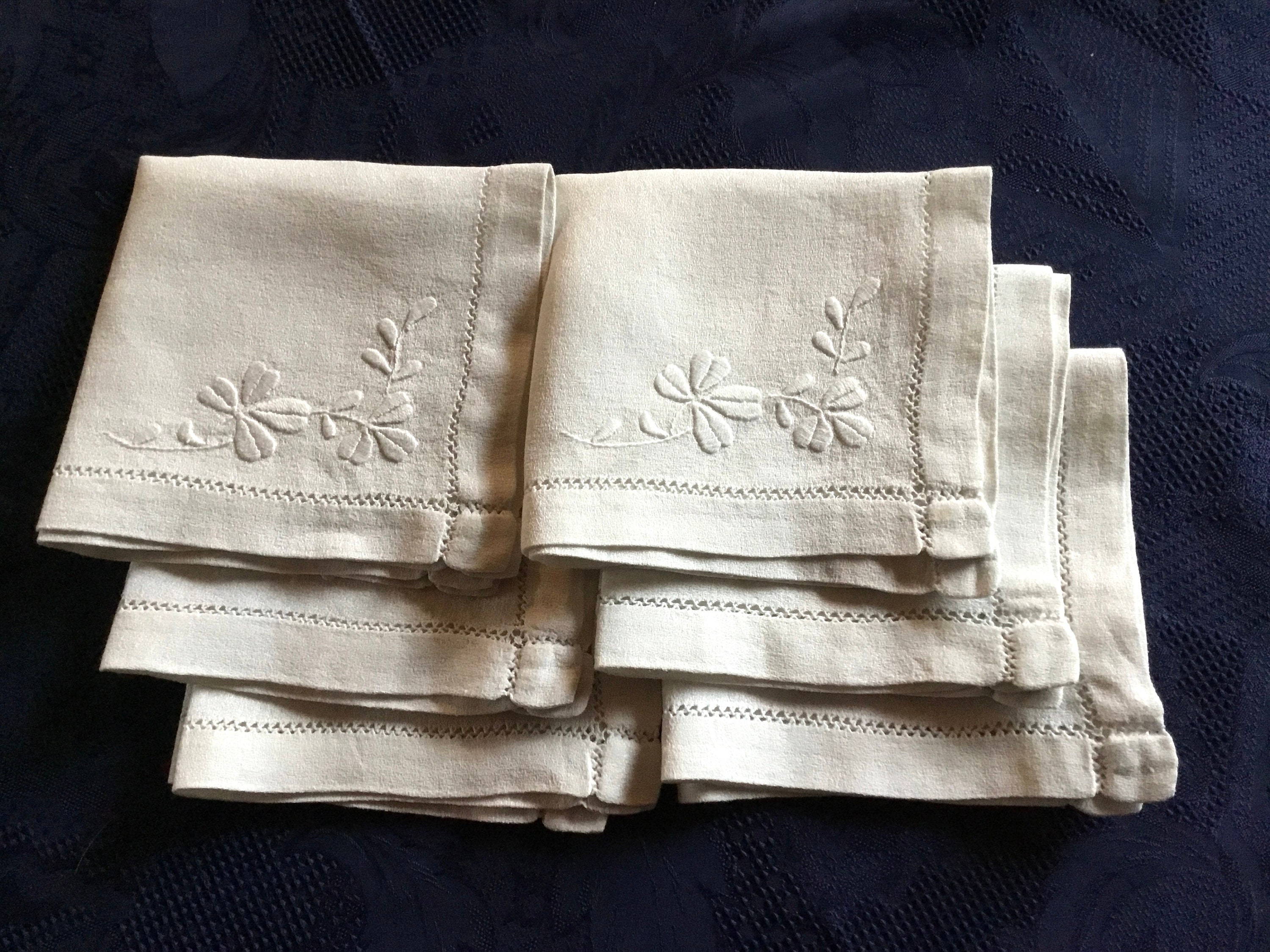 Lot de 6 Serviettes à Thé Fil Vintage