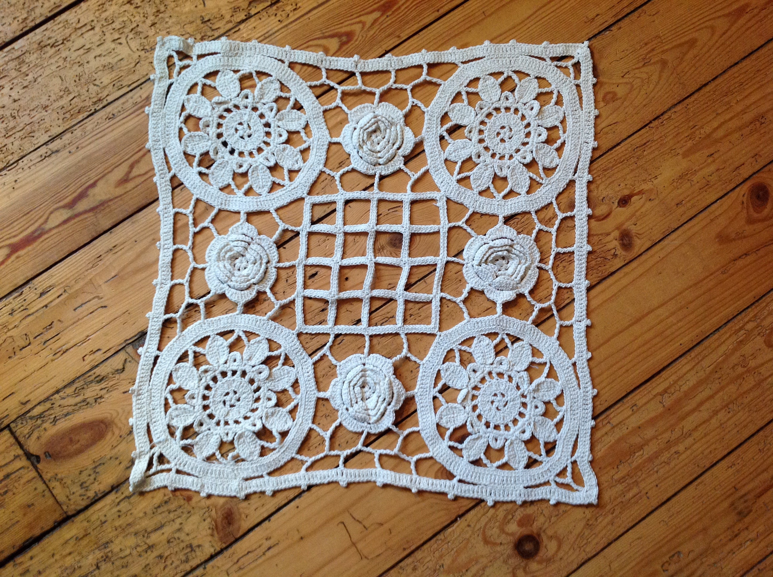 Napperon 40x40cm, Crochet, Vintage, Bon Etat.