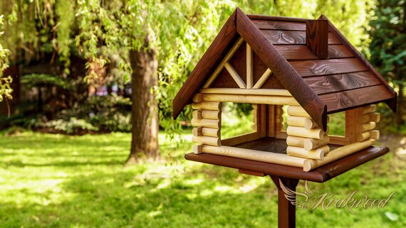 Exclusive Large Wooden Bird Table House Bird Feeder Feeding Etsy