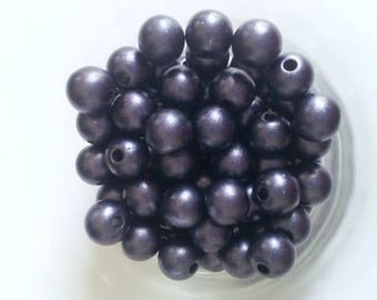 20 round beads blue effect metallic T40