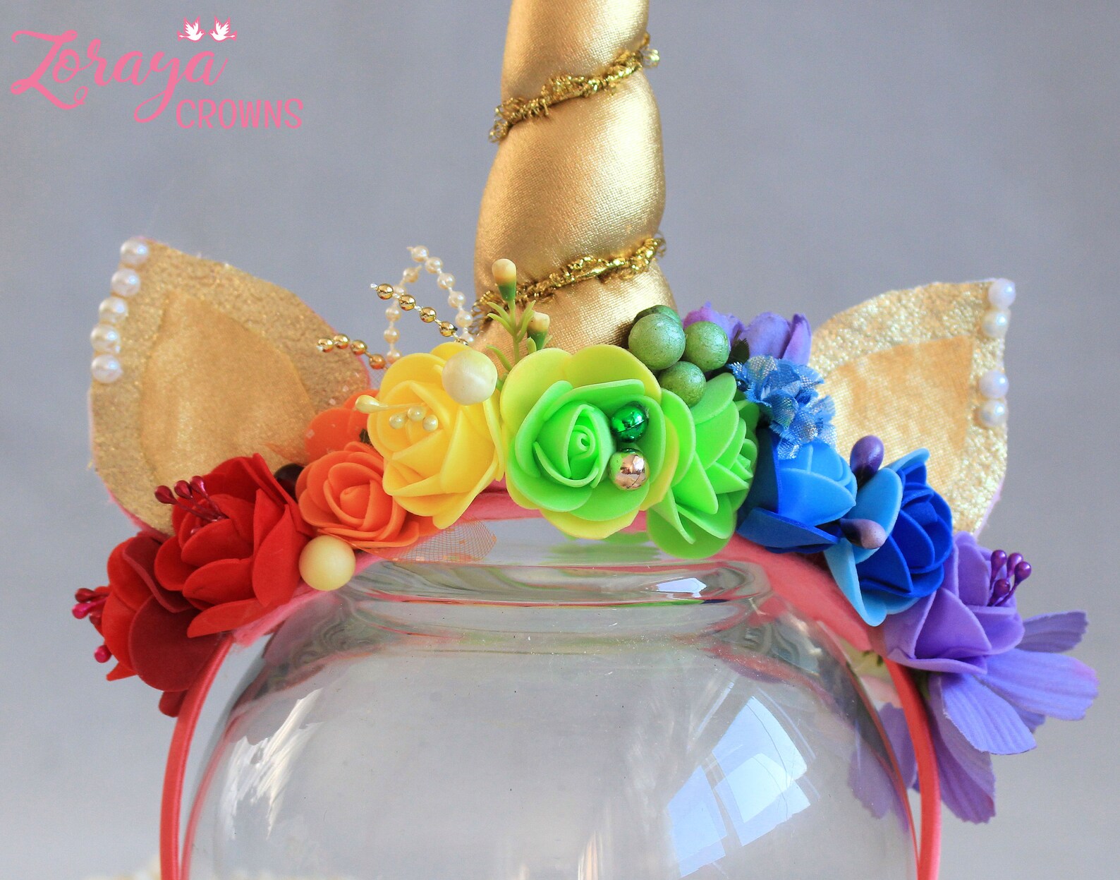 Rainbow Unicorn Flower Crown Kids CrownFairy Crown Baby Etsy