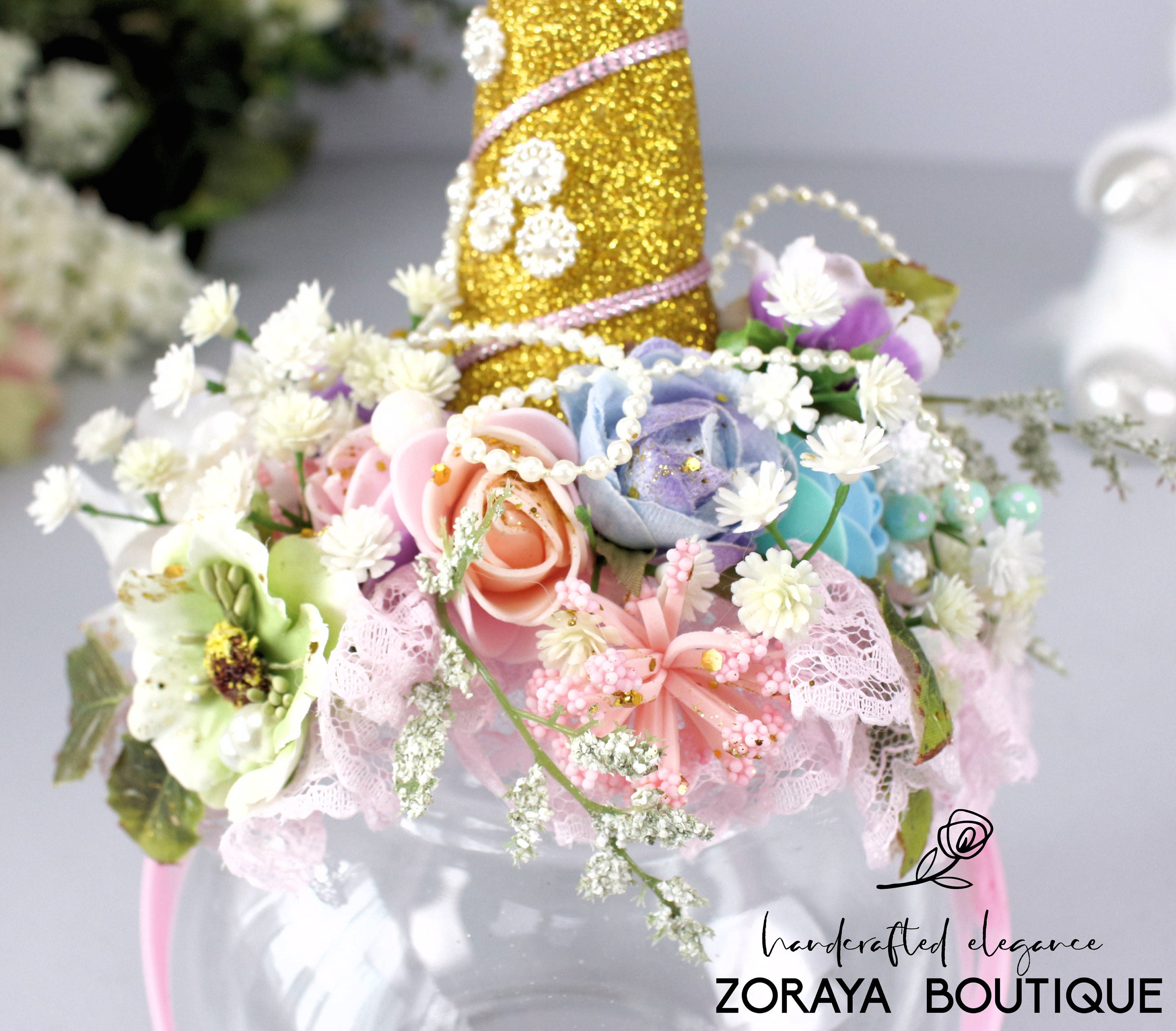 Gold Unicorn Flower Crown Fancy Gold Longhorn Fairy Crown - Etsy Nederland