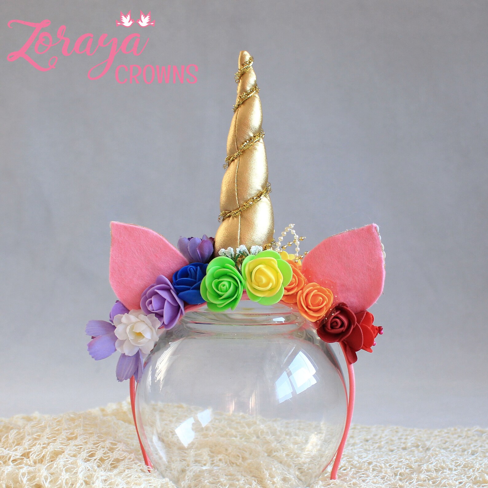 Rainbow Unicorn Flower Crown Kids CrownFairy Crown Baby Etsy