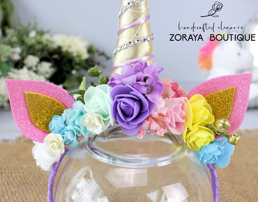 Rainbow Unicorn Flower Crown, Pastel Gold Crown, Fairy Crown, Baby Girl ...