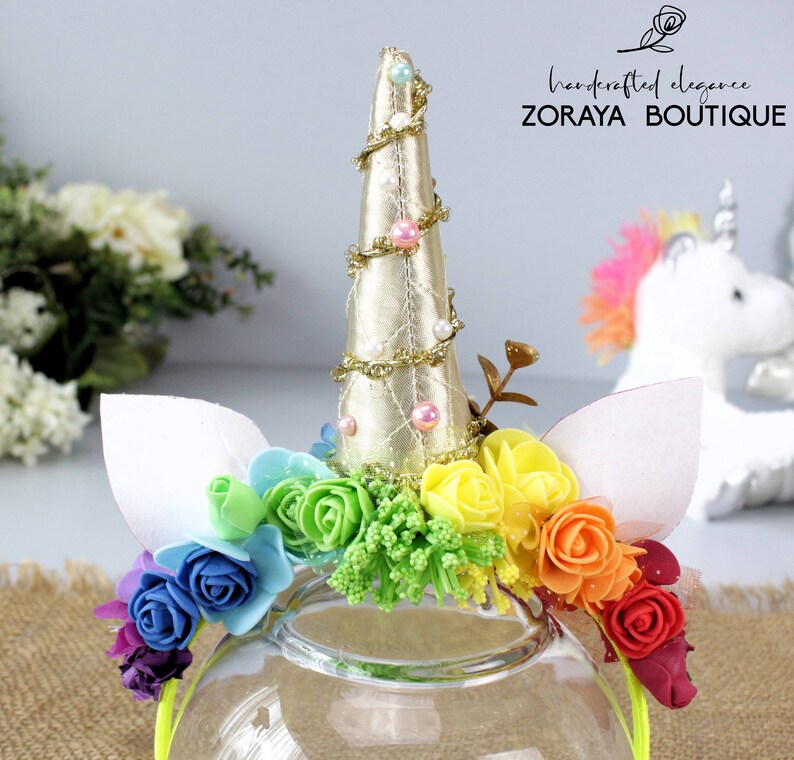 Rainbow Unicorn Flower Crown Kids Crownfairy Crown Baby Etsy Canada