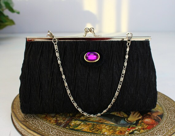 Black Clutch Purse, Small Evening Bag, Bridesmaid… - image 7