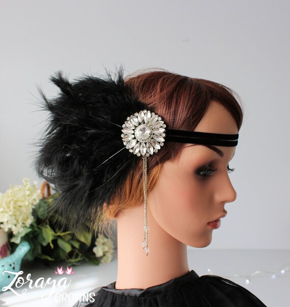 Black & White Marabou Feather Wedding Headpiece PRIMA BALLERINA feather bridal headpiece with veil – Filipa  main image 2