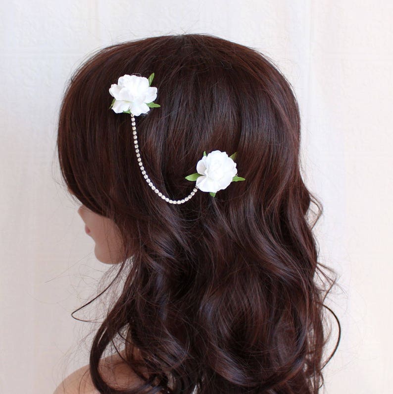 Wedding Hair Accessories,Flower Hairpiece,Flower Hair Pins,Rose Hairpiece,White Roses,White Wedding,Bridal Flower Headband,Wedding Headpiece image 2
