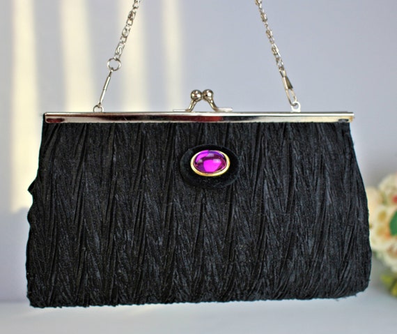 Black Clutch Purse, Small Evening Bag, Bridesmaid… - image 6