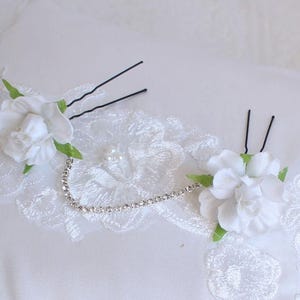Wedding Hair Accessories,Flower Hairpiece,Flower Hair Pins,Rose Hairpiece,White Roses,White Wedding,Bridal Flower Headband,Wedding Headpiece image 5