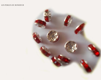set of 10 Red rondelle beads