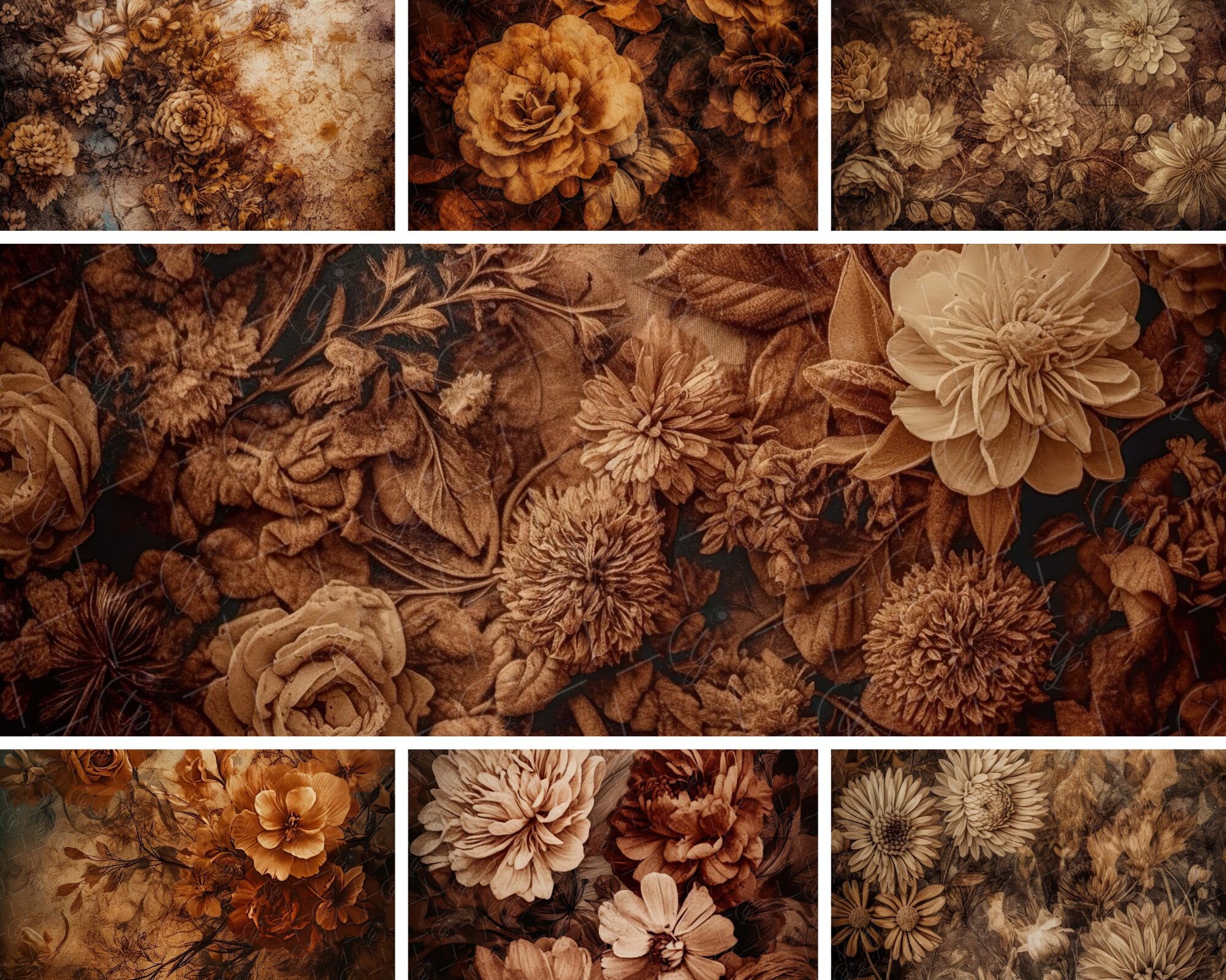 Brown Tones Fine Art Textures Flower Background Photoshop 