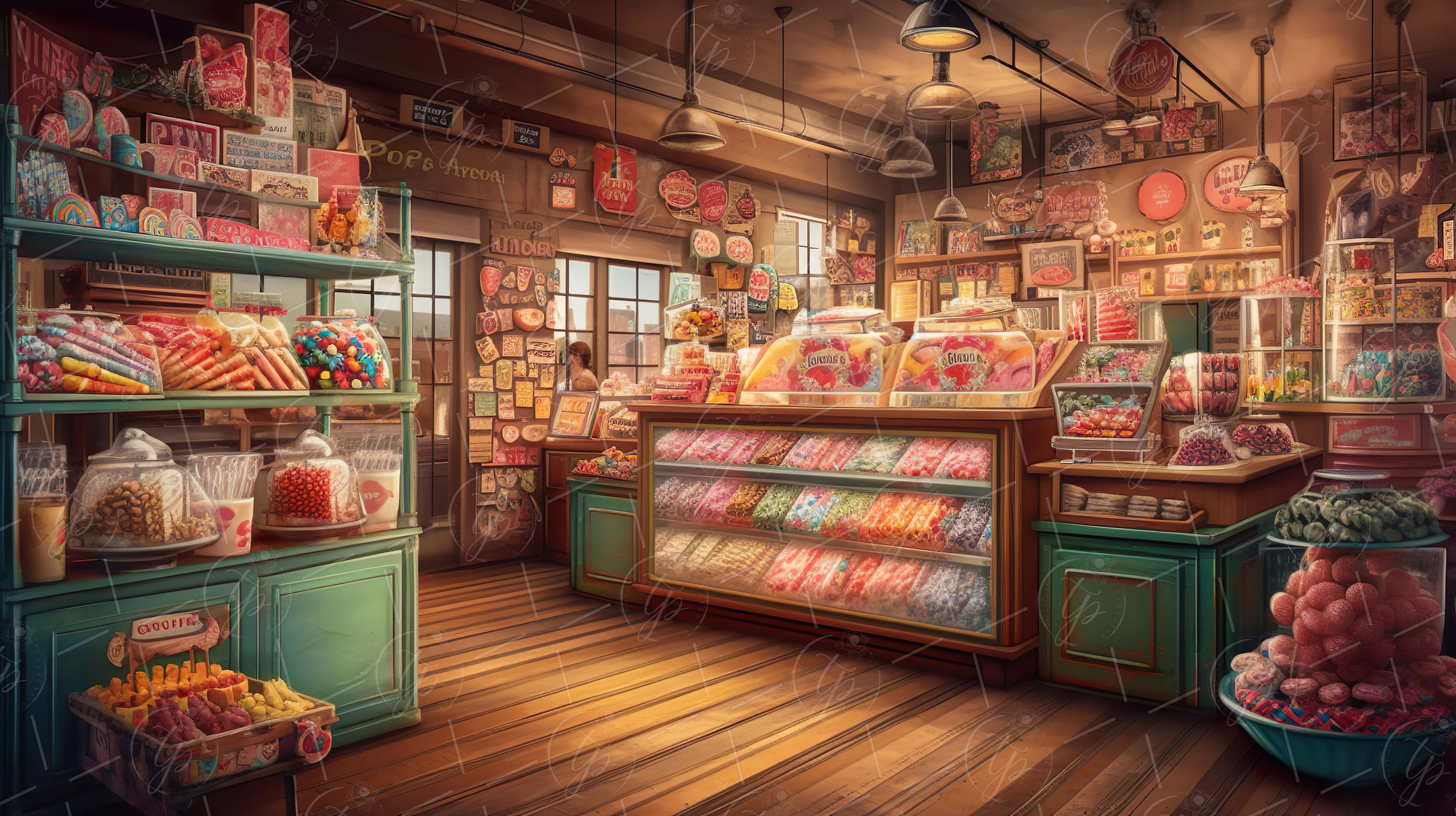 8 Candy Shop Digital Backdrops Fantasy Painterly Digital Background