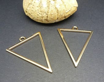 2 breloques / pendentifs géométriques Triangle 35*27mm doré (8SBD53)