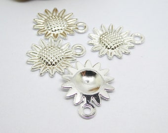 6 Sunflower flower charms 18*15mm silver zinc alloy (8SBA157)