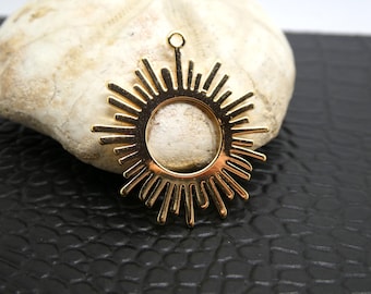 1 Pendentif Soleil - 30*27mm - doré à l'or fin 18K (8SBD348)