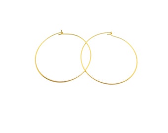 4 Creoles 40mm gold stainless steel, earring supports (8SBO68)