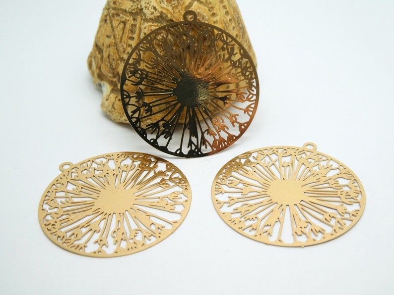 2 Estampes filigranées rondes motif fleurs 3231mm doré 8SEF30 image 1