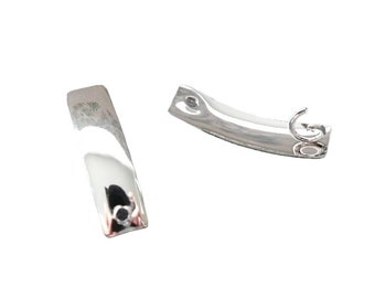 2 Curved rectangle connectors 23*6mm silver (8SCA134)