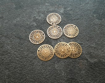 10 Estampes filigranées rondes motif géométrique 13mm doré - Breloques fines motif géométrique (8SEF33)