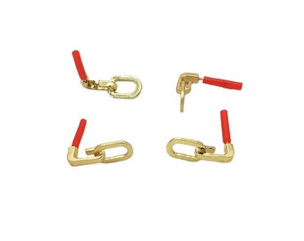 1 Pair chain link style stud earrings 22x9mm gold - gold earring supports (IBBO05)