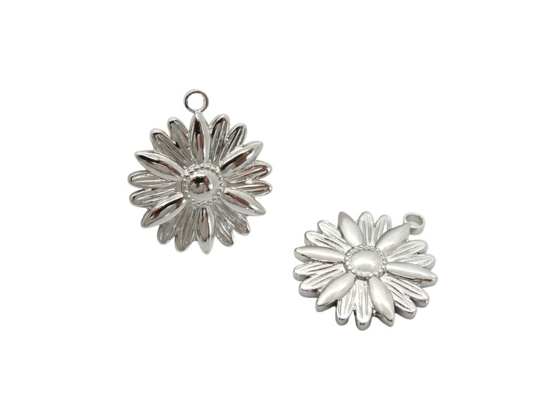 1 Pendentif fleur, marguerite 25.522mm, acier inox 304 PHPAI01 image 1