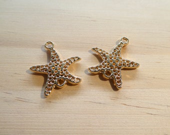 2 Connectors, interlayers openwork starfish 22*20mm gold (8SCD133)