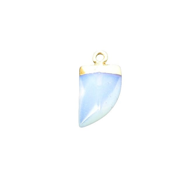 1 Pendentif Dent de requin 20*10.5mm pierre facettée Opalite, attache plaqué or (PHPG03)