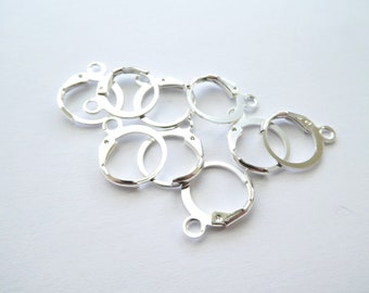 6 Supports boucles d'oreille dormeuses style créole 15*12mm argent clair (8SBO92)