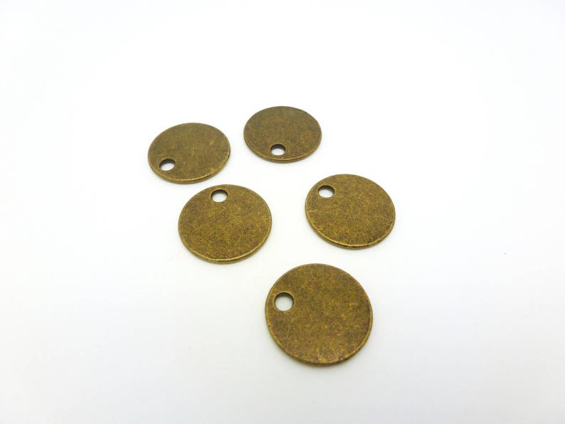 8SBB13 5 round sequin charms 16mm bronze-coloured metal