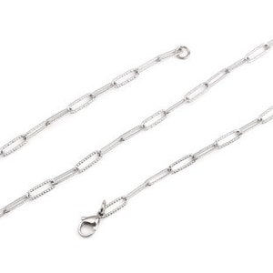 1 Necklace 60 cm textured trombone mesh chain 12*4mm stainless steel, rectangle mesh chain (8SCH12)