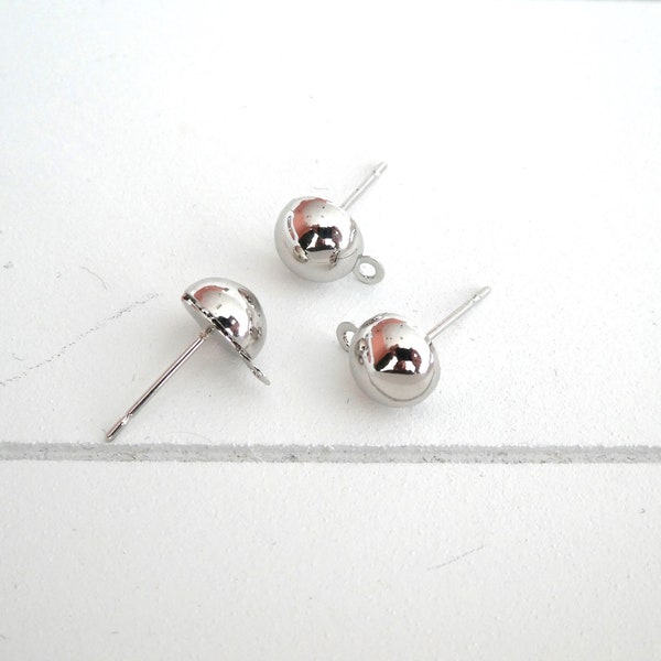 2 Pairs ball chip earrings with loop 11*8mm silver (8SBO104)