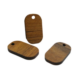 4 ciondoli a forma di rettangolo arrotondato, 20*11mm, legno di noce (PHW04)