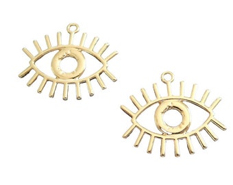 2 Glücksaugen-Anhänger 26*22mm Gold (8SBD154)