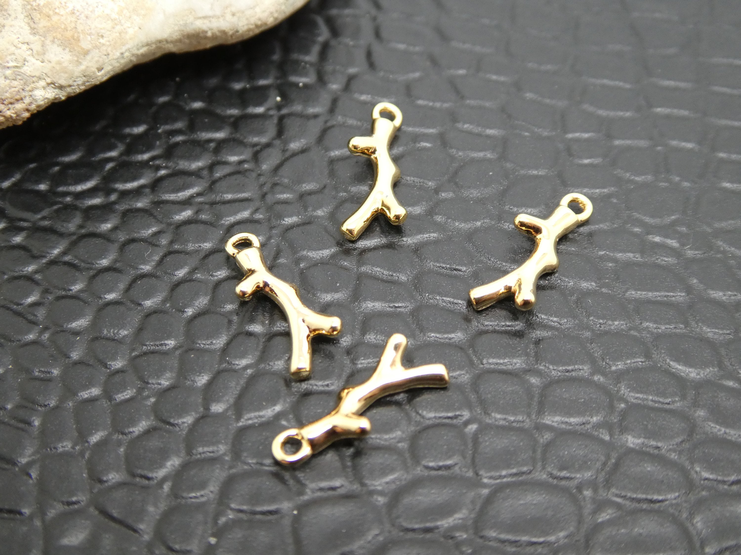 2 Coral Branch Charms - 15*6mm - 18K Gold Plated (8SBD350) - Etsy