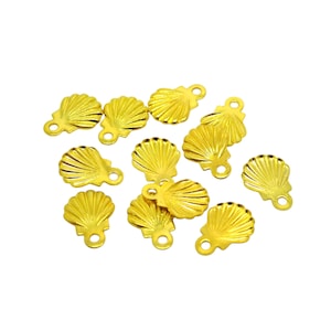 10 Minis breloques fines coquillage 8*6mm Acier inoxydable doré (8SAI02)