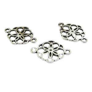 4 Openwork flower connectors 21*15mm antique silver (8SCA119)