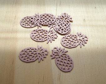 5 Charms, watermarked prints Pineapple 15*9mm Old pink (8SEF38)