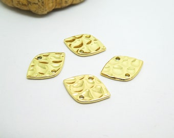 6 Hammered oval shape connectors 14*10mm gold (KCD23)