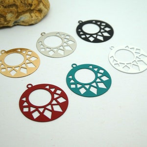 4 round watermarked prints 22*20mm ethnic, Aztec pattern (6 colors)