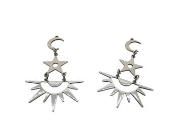 1 Galaxy Theme Pendant - Sun, Star and Moon - 53x32mm 201 Stainless Steel (USBAI18)