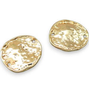 4 Ethnic connectors irregular shape, hammered 19*18mm gold (8SCD125)