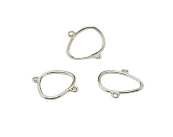 4 Connecteurs argent mat, forme goutte, 20*19mm, pour bracelet, collier, boucles d'oreille (8SCA61)