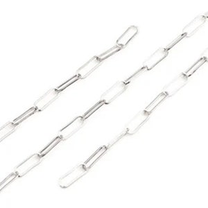 1 Meter 18*6mm Büroklammerkette aus Eisen, versilbert - Rechteckkette Meterware (8SCH02)