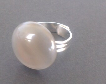 Agate smoke on silver plated ring