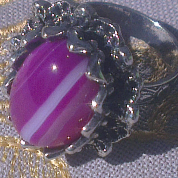 Bague en pierre fine d'agate striée