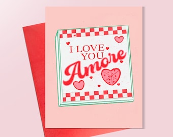 Anniversary card, Valentine card, Thank you card, I love you card, Happy Birthday card, Anytime card, Galentine card, pizza card, retro card