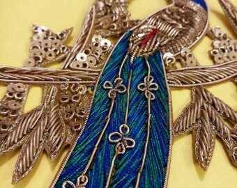 Set of 2 pair hand-made applique with zardozi work for dress and craft design denim shirt applique DNO AP159